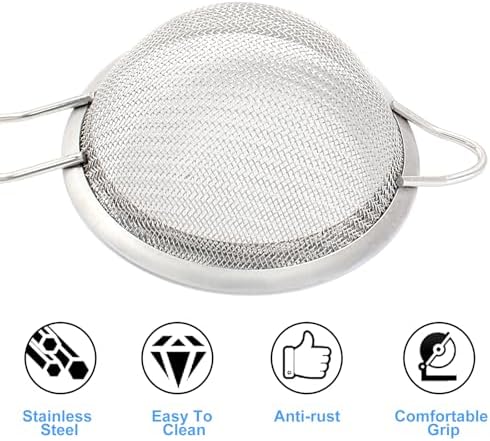 Piutouyar 8cm/3.15" Fine Mesh Strainers, Stainless Steel Kitchen Strainers