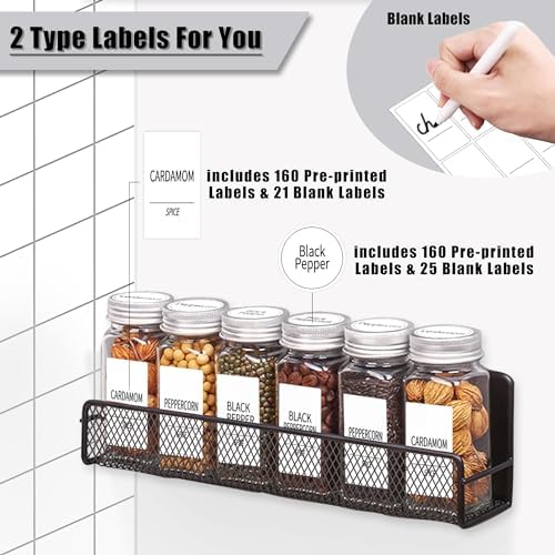 Churboro 4 Pack Magnetic Spice Rack for Refrigerator, 24 Spice Jars, Labels
