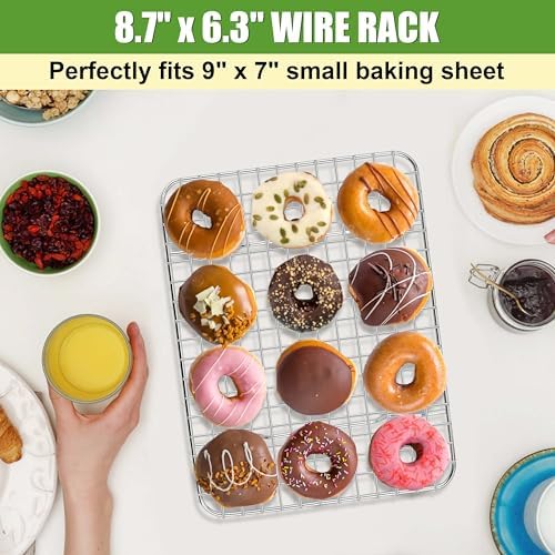 Homikit 8.7"x6.3" Stainless Steel Mini Cooling Rack Set Fit 9x7 Sheet Pan