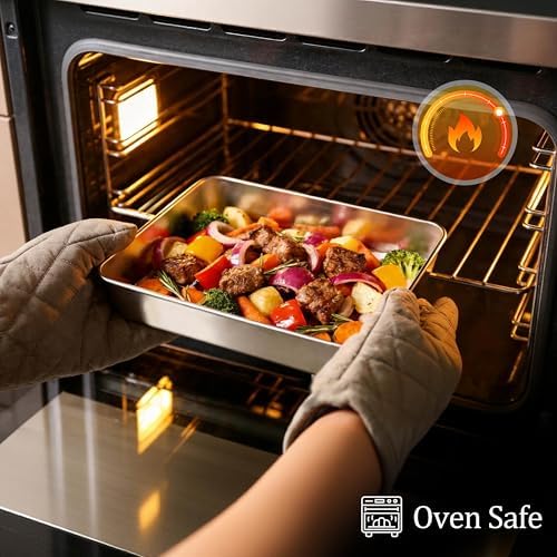 LIANYU Stainless Steel Baking Pan with Lid, 8 x 8 Lasagna Brownie Cake Pan