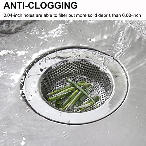 LASSHSWA 2 Pcs Kitchen Sink Strainer Stainless Steel, Mesh and Punching, Kitchen Sink Drain Strainer, Sink Strainers with Large Wide Rim 4.5" Diameter for Kitchen Sinks