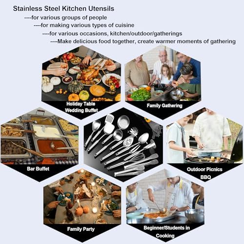 Stainless Steel Kitchen Utensils 13 PCS All Metal Set for Cooking