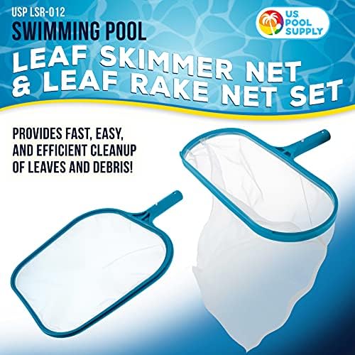 U.S. Pool Supply Pro Swimming Pool Leaf Skimmer Net and Leaf Rake Net Set