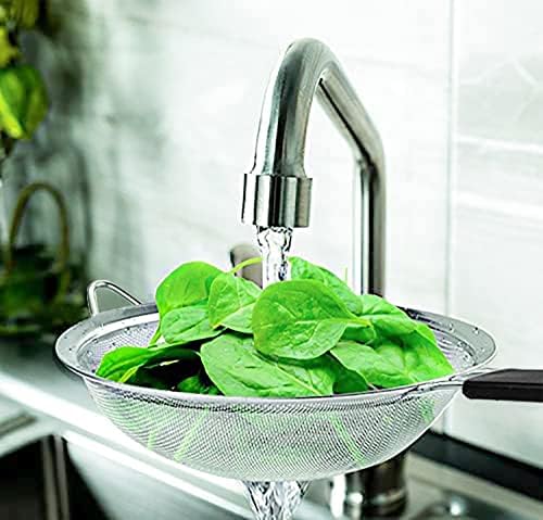 Fine Mesh Strainer with thermo plastic rubber handle - Sieve Fine Mesh Stainless Steel - Ideal to Sift Flour, Icing Sugar, Fruits and Vegetables (6.3 Inches)