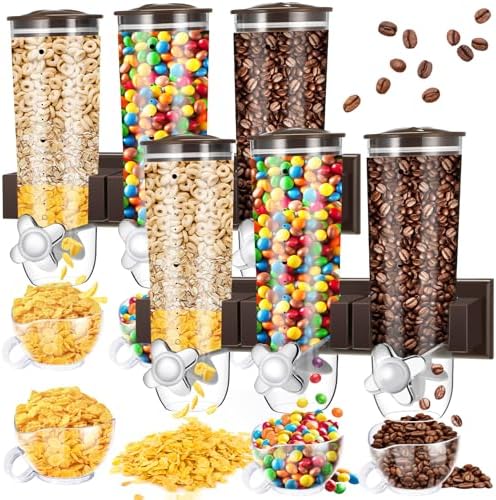 Nitial 6 Pcs Candy Dispenser Wall Mounted 9L Cereal Dispenser, Coffee