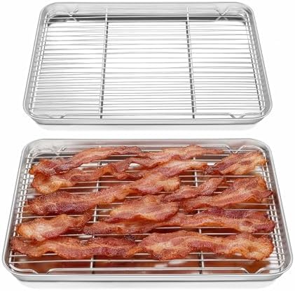 Homikit 18x13 Inch Stainless Steel Baking Half Sheet with Cooling Rack Set