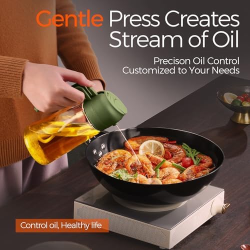 YARRAMATE 16 oz 2-in-1 Glass Olive Oil Sprayer for Cooking, BlackOliveGreen