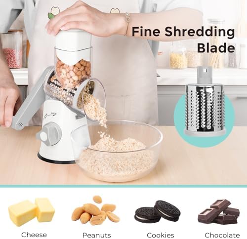X Home Rotary Cheese Grater for Kitchen, White