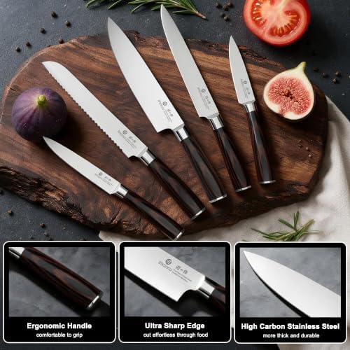 imarku 18-Piece Gyutou High-Carbon Stainless Steel Knife Set with Block