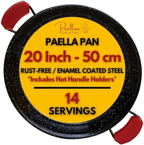 Paelluxe Paella Pan Enameled No-Rust Steel Skillet - 20 Inch, 14 Servings