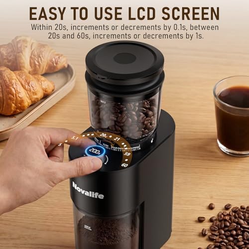 Coffee Grinder, Electric Coffee Bean Grinder with Anti-Static Design, 38 Settings Burr Grinder, 60S Timer, Espresso Grinder Compact & Quiet for Home Use, Easy Clean & Memory Function