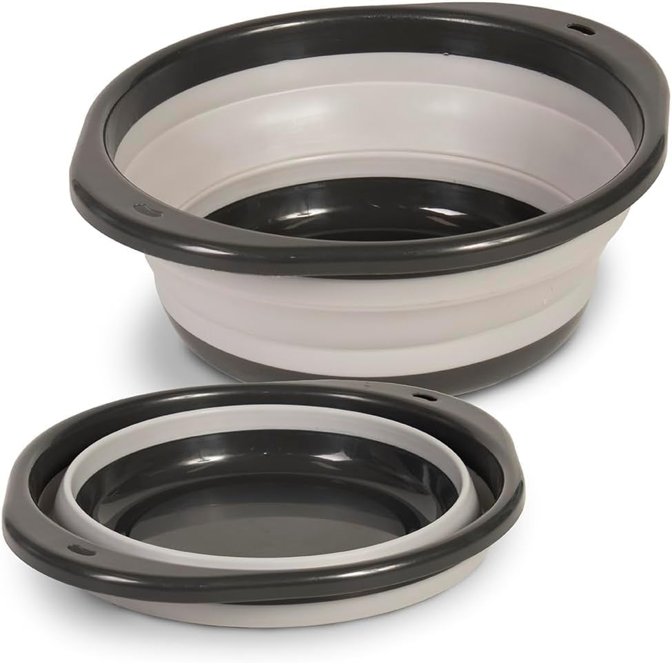 Glad Large Mixing Bowl Collapsible - 5.5L | Foldable Plastic & Rubber Container with Handles for Baking | Dishwasher Safe Kitchen Supplies and RV Essentials (Pack of 12)