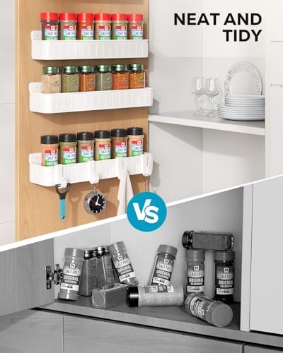 Nieifi Spice Rack Wall Mount, 4 Pack White, 2" Depth, Screw/Adhesive