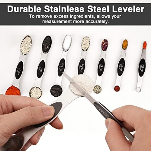 Aovchei 9 PCS Black Magnetic Measuring Spoons Set