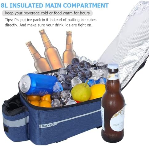 RAYMACE Bike Rear Rack Bag, Bike Trunk Cooler Bag