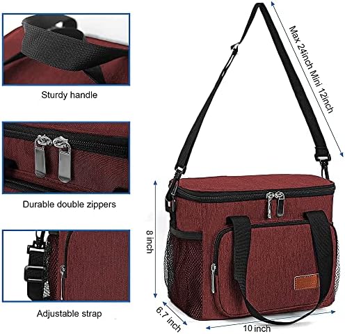 Femuar Lunch Bags for Women/Men, Insulated Lunch Bag for Work Office Picnic - Lunch Cooler Bag Leakproof Lunch Box with Adjustable Shoulder Strap - Red