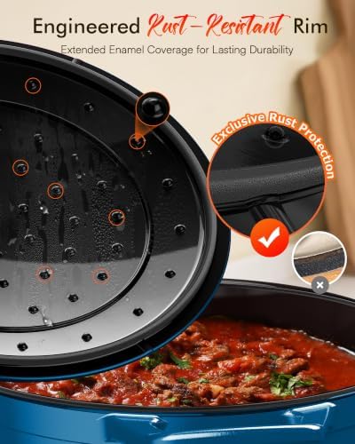 Nuwave 6 Qt PFAS-Free Enameled Cast Iron Dutch Oven Pot with Lid, Santorini