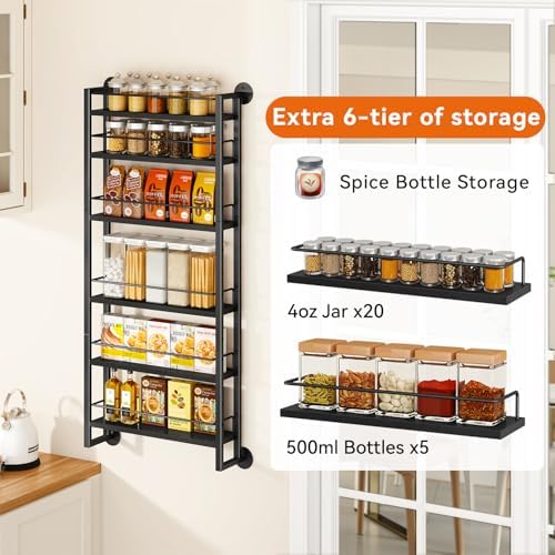 IBUYKE Over the Door Spice Organizer,Door or Wall Mount,Black TLJ028B