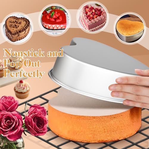 10 Inch Heart Shaped Cake Pans,2 Pack Non-stick Aluminum Heart Pan