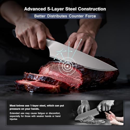 16 PCS Japanese Kitchen Knife Set with Block, Dishwasher Safe