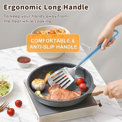 Stainless Steel Cooking Spoon, Solid Metal Serving Spoon, Heavy Duty Sturdy Large Soup Ladle, High Heat Resistant Kitchen Cooking Utensils for Mixing, Stirring, Ergonomic Handle, Easy to Clean, Silver
