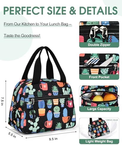 Lunch Bag for Women, Corduroy Small Insulated Lunch Box