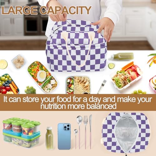 Cotton Quilted Insulated Lunch Bag, Reusable Quilted Floral Lunch Tote Bags