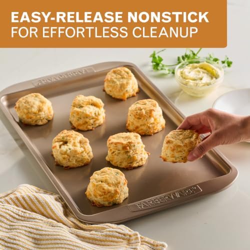 Farberware Nonstick Bakeware 10 x 15" Cookie Pan, Metal Baking Pan, Mocha