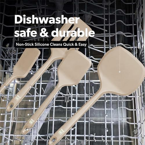 DI ORO Silicone Turner Spatula Set - 600F Heat Resistant, 4-Pc Clay