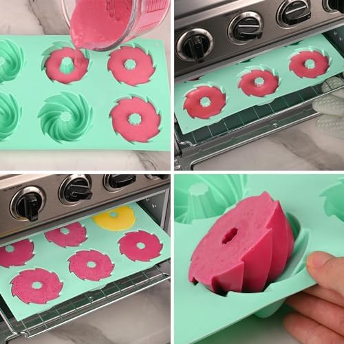HUAKENER 2 Pcs Mini Fluted Cake Pan, 6-Cavity Fluted Cake Mold