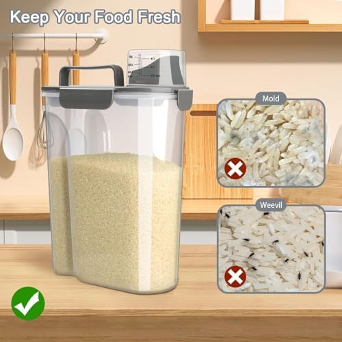Komzon Rice Storage Containers, Airtight Cereal Containers Storage 20+10 lb Extra Large, BPA Free Rice dispenser with Pouring Spout, Pet Dog Cat Bird Food Container