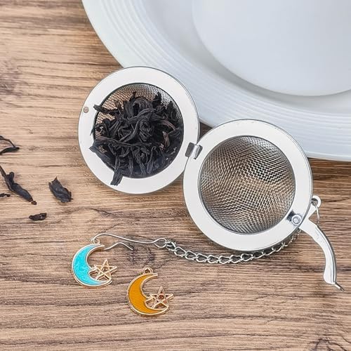 2Pcs Tea Infuser, 2.1 inch Tea Ball with Moon and Star Pendant,Tea Strainer