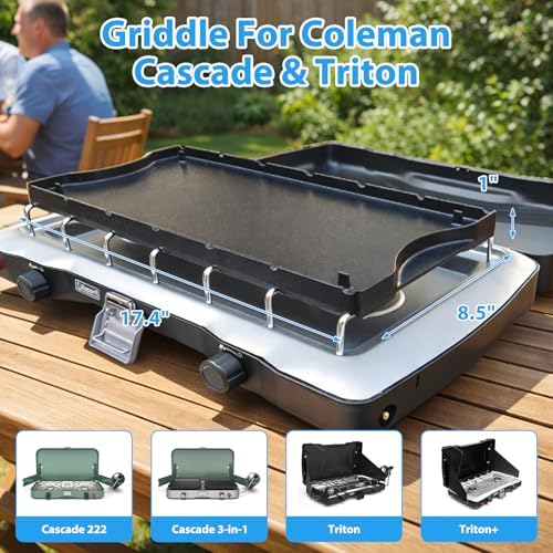 Utheer Ceramic Reversible Griddle for Coleman Cascade & Triton, 17.4 x 8.5