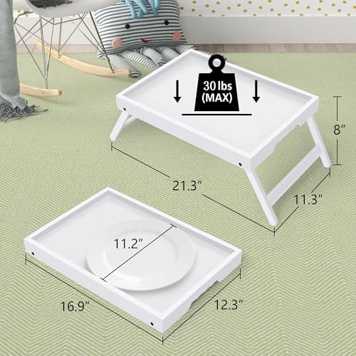 Artmeer FSC 100% Bamboo Bed Tray with Folding Legs, X-Large, White