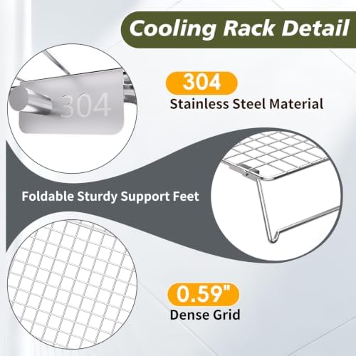 13 * 9.4 IN 2-Tier 304 Stainless Steel Cooling Rack with a kitchen tong