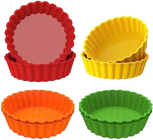 Webake Silicone Mini Tart Pan 4 Inch Non-stick Mini Quiche Molds Small Pie Baking Pan Tart Molds for Baking, Pack of 8
