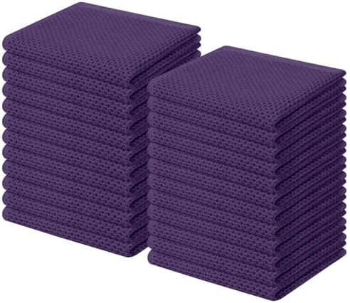 Homaxy 100% Cotton Waffle Weave Kitchen Dish Cloths 24-Pack, Eggplant