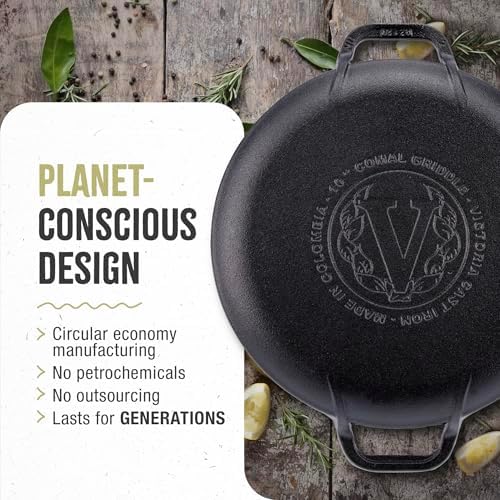 Victoria 10-Inch Cast Iron Comal Pizza Pan with 2 Side Handles, Preseasoned with Flaxseed Oil, Made in Colombia