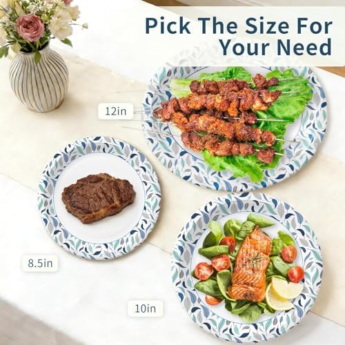 OuMuaMua 10 Inch Paper Plates, 300 Count Disposable Paper Plates
