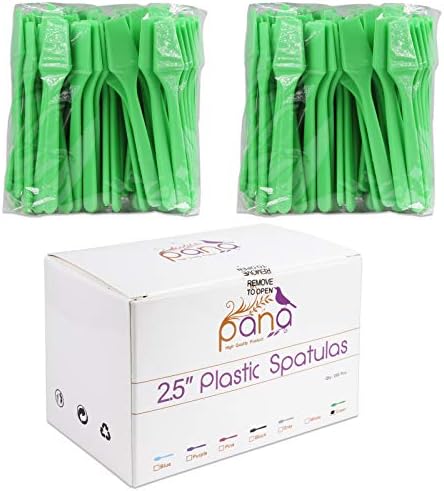 PANA Cosmetic Make Up Disposable Plastic 2.5" Spatulas Skin Care Facial Cream Mask Spatula (APPLE GREEN - 200 Pcs Box)