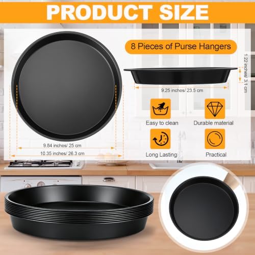 8 Pcs Pie Tins, 10 Inch Round Pans, Black