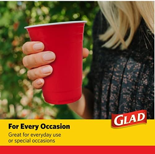 Glad Everyday Disposable Plastic Cups, Red, 18 Oz, 40 Count