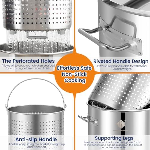 ARC 32QT Stainless Steel Stock pot 6-Piece For Seafood Boil Pot with Basket
