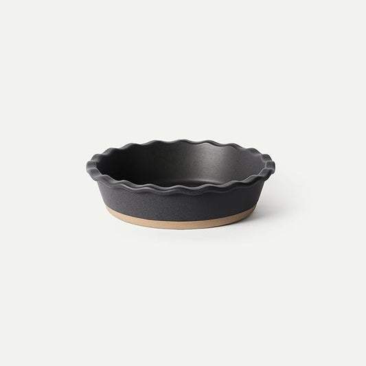 MORA Ceramic Pie Pan for Baking - 9 inch - Deep and Fluted Pie Dish for Old Fashion Apple Pie, Quiche, Pot Pies, Tart, etc - Modern Farmhouse Style Porcelain Ceramic Pie Plate - Liquorice