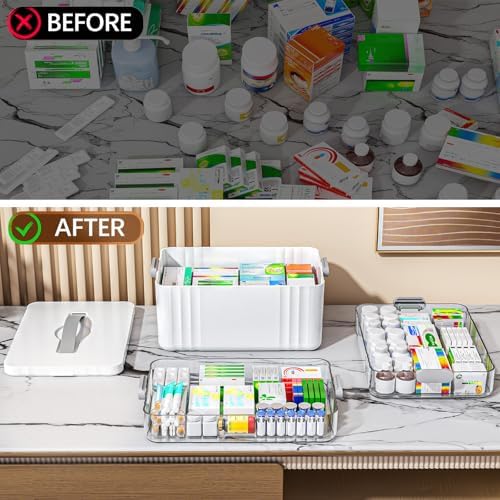 ARSTPEOE 3-Tier Medicine Organizer - Portable Medicine Cabinet with Handle