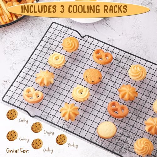 Harloon 3 Pieces Cooling Racks for Baking Wire Grid Set,16 x 9.8 Inch