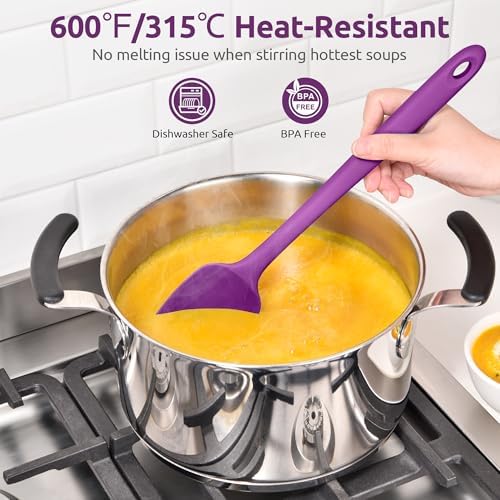 U-Taste 14" Long Silicone Spoonula, 600°F High Temp Spoon Spatula, Purple