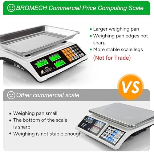 Price Computing Scale 88lb/40kg Commercial Food Scale for Produce Meat with Stainless Steel Large Platform, LCD Display, and Green Bright Backlight for Farmers Markets, Deli, （Not for Trade）