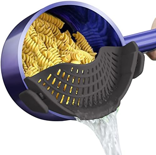 AUOON Clip On Pot Strainer Silicone, Standard 8.86 x 3.55in, Gray