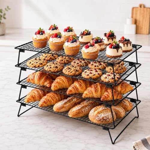 4 Tier Stackable Cooling Racks for Baking, 17 x 11 Inch